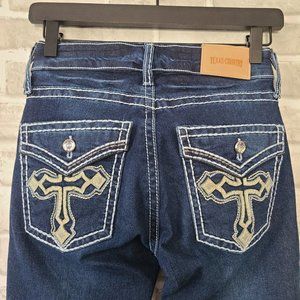 Texas Country Denim Jeans Womens Sz 3 Embroidered Pockets Western Bootcut